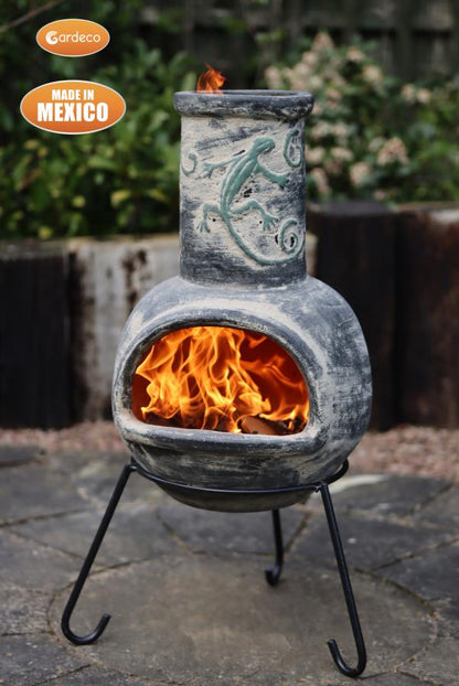 Iguana Medium Mexican Chiminea – Grey