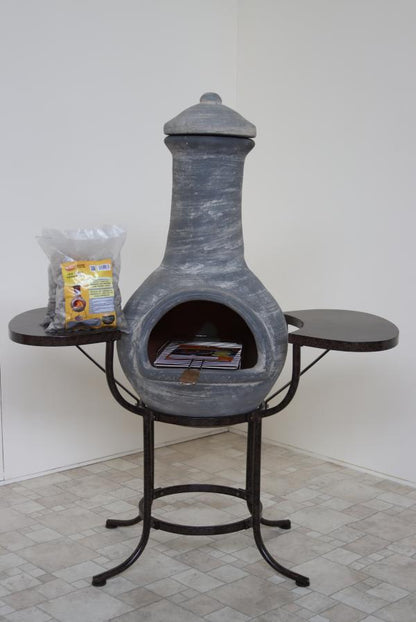 Colima X-Large Mexican Chiminea BBQ Bundle – Mid Grey