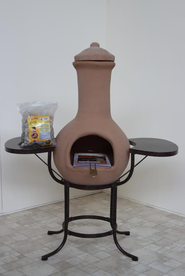 Colima X-Large Mexican Chiminea BBQ Bundle – Natural Terracotta