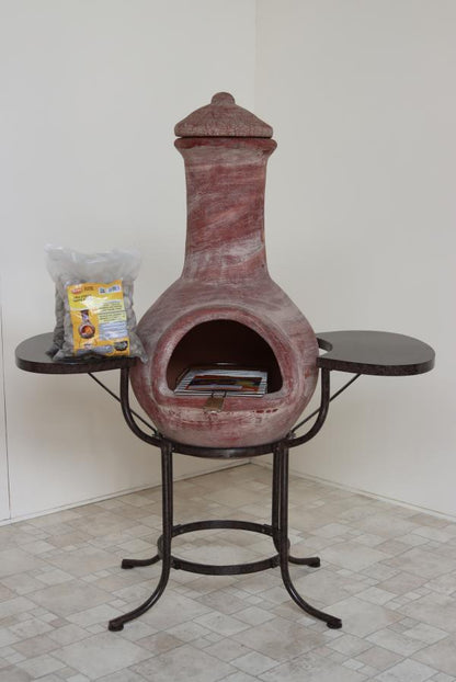Colima X-Large Mexican Chiminea BBQ Bundle – Red