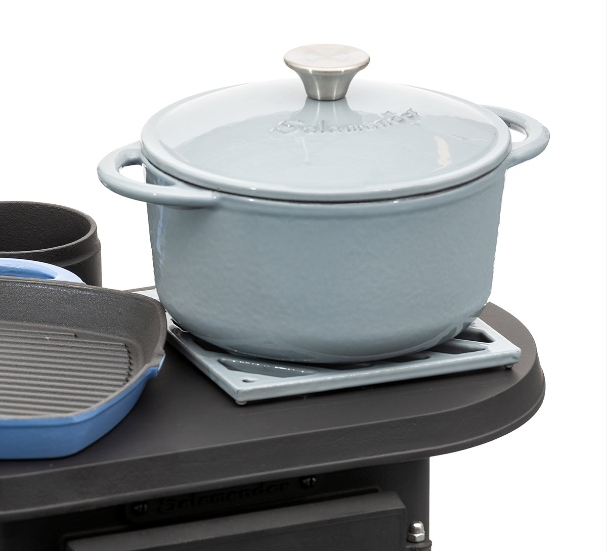 Salamander grey cast iron enamel cookware set