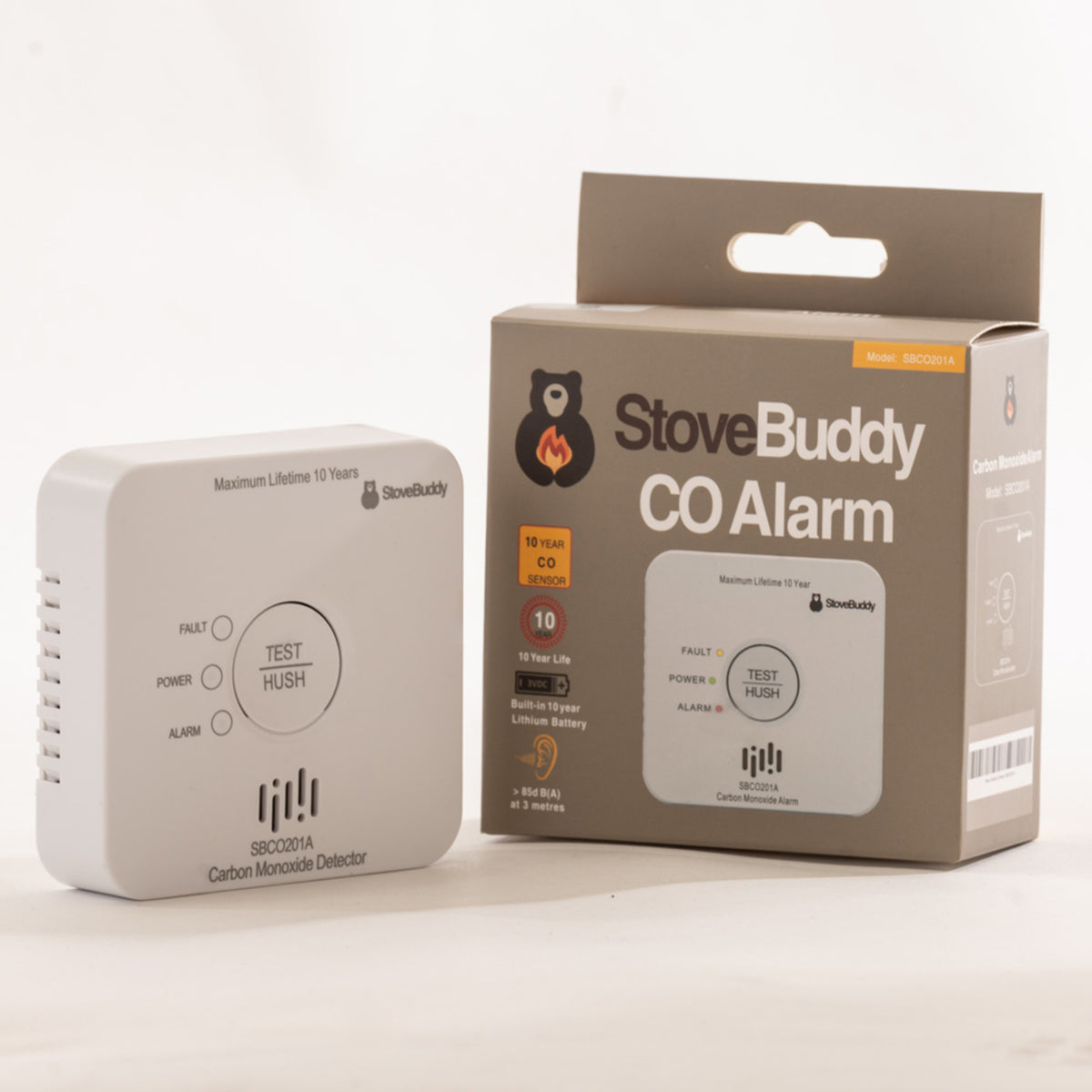 Stove Buddy CO Alarm with retail packaging
