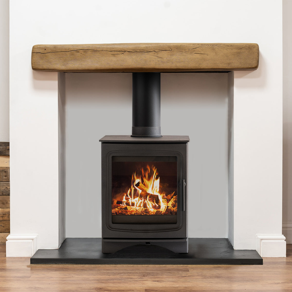 Stove Buddy Light Oak Beam installed above a stove