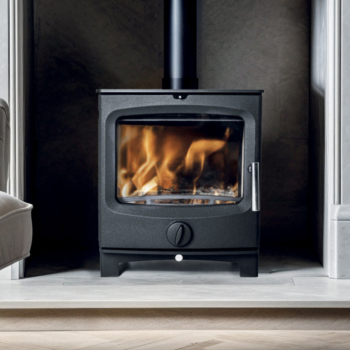 Stove Buddy Stubby 5 installed in a room setting