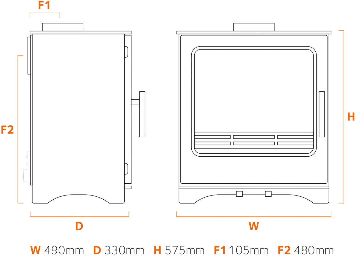 Stove Buddy Buddy 5 Wide dimensions drawing