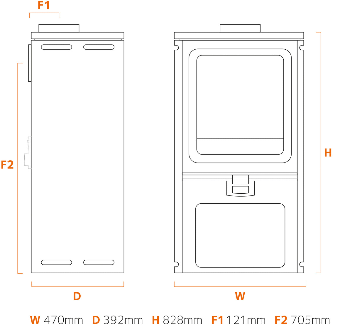 Stove Buddy Buddy 5LS Convector dimensions drawing