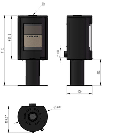 Explorer C5 with Pedestal dimensions diagram