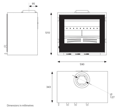 Explorer 7fG Freestanding Stove with All Glass Door dimensions diagram