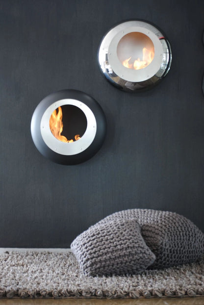 Cocoon Vellum Wall Mounted Bioethanol Fireplace - Matte Black